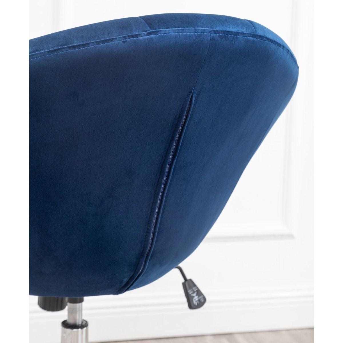 Noas Velvet Upholstered Tufted Back Swivel Accent Chair, Blue