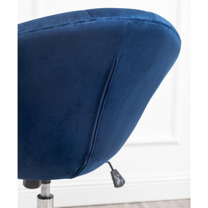 Noas Velvet Upholstered Tufted Back Swivel Accent Chair, Blue