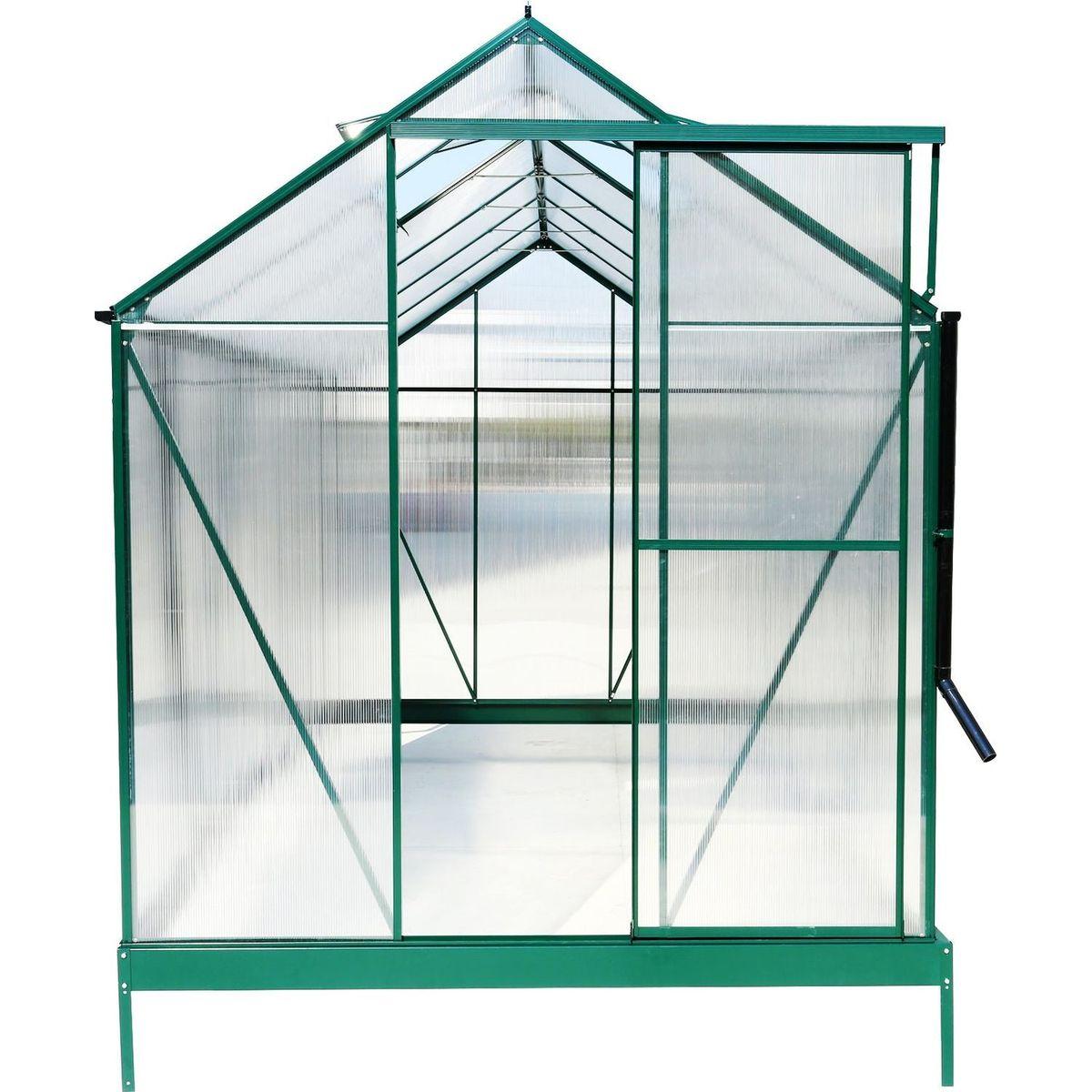 6.3'x12.2'x7' Polycarbonate Greenhouse, Heavy Duty Outdoor Aluminum Walk-in Green House Kit with Rain Gutter, Vent and Door for Backyard Garden, color green