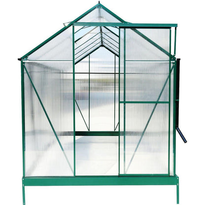 6.3'x12.2'x7' Polycarbonate Greenhouse, Heavy Duty Outdoor Aluminum Walk-in Green House Kit with Rain Gutter, Vent and Door for Backyard Garden, color green