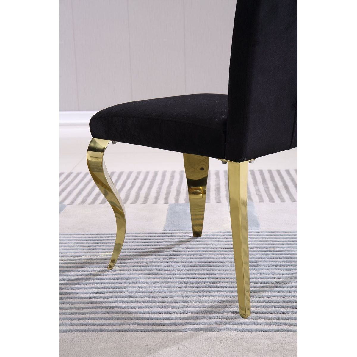 Modern Velvet Dining Chairs Set of 2, Upholstered Accent Armless Chairs with Stripe Backrest