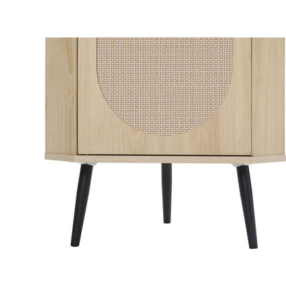 Corner cabinet, Rattan door,Freestanding Corner Tables For Small Spaces, Corner Shelf Stand For Living Room, Kitchen, Bathroom, Bedroom