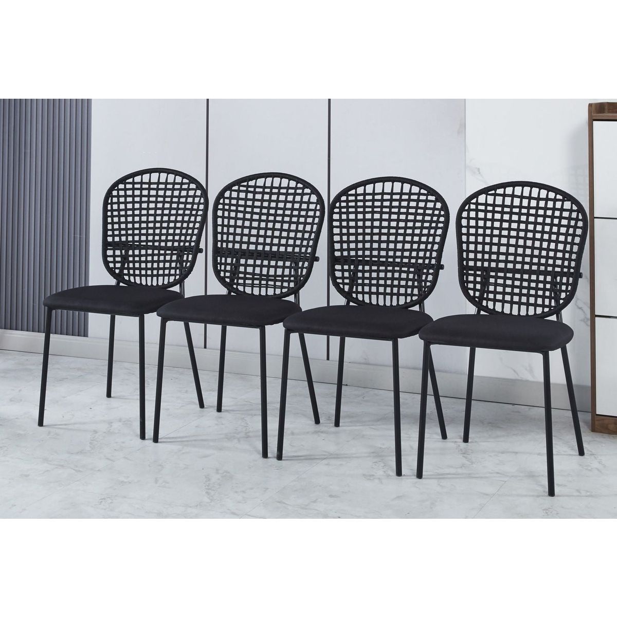 BLACK sennit chair,set of 4,dining chair,coffee chair