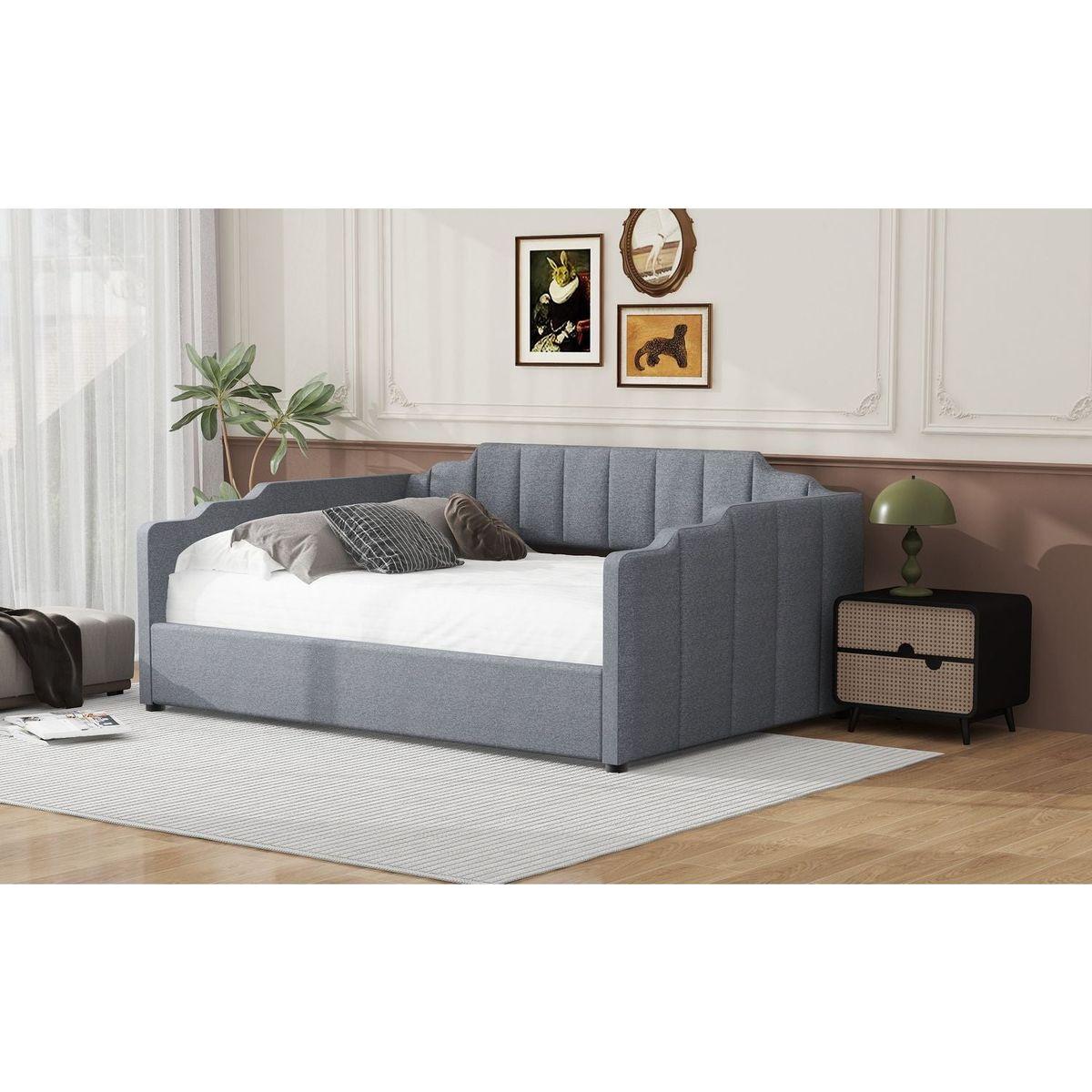 Upholstered Daybed with Underneath Storage,Full Size, Gray
