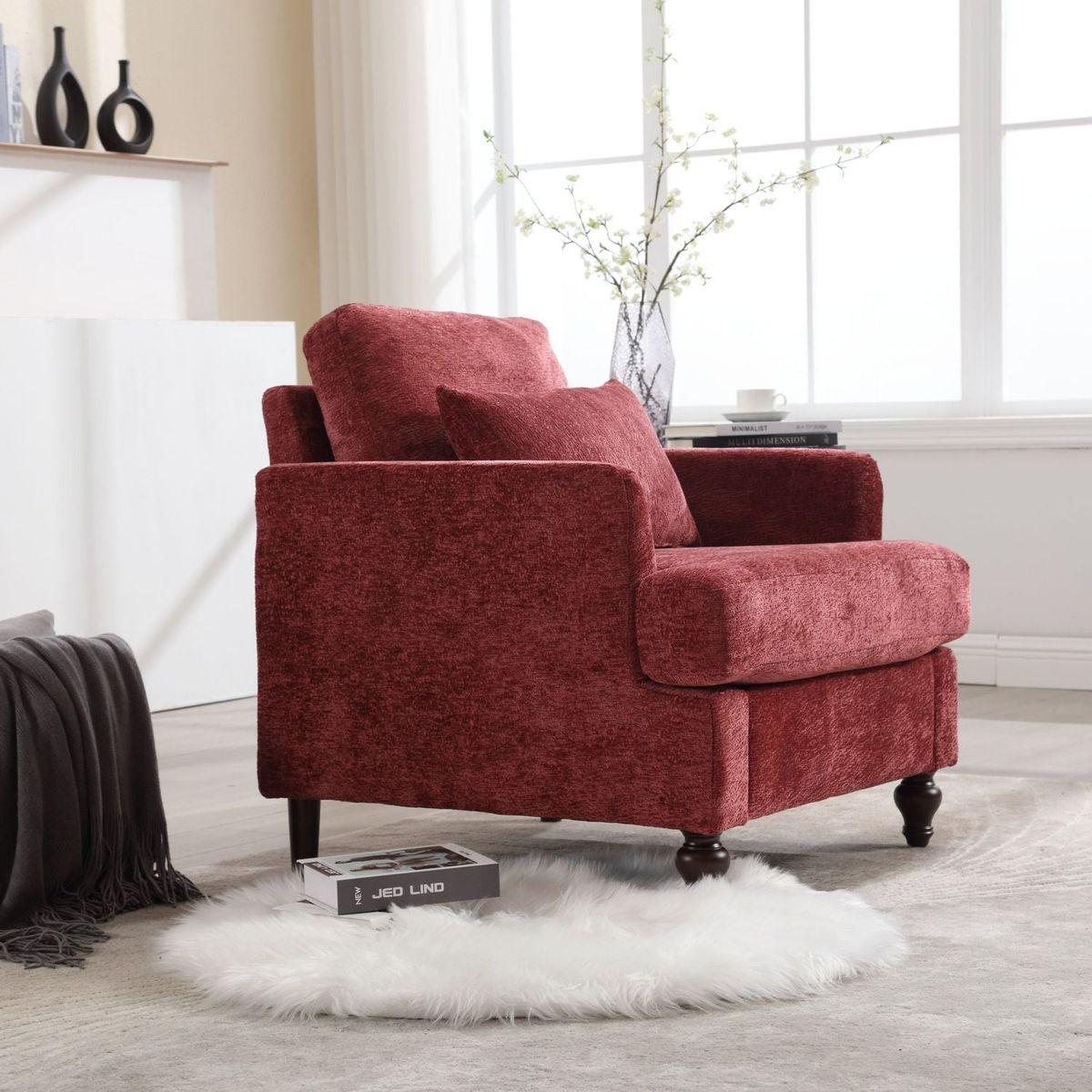 Wood Frame Armchair, Modern Accent Chair Lounge Chair for Living Room