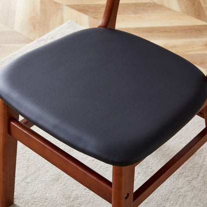 The stylish and durable solid wood dining chair, small curved back, PU cushion, and beautiful shape match perfectly with any room and everyday use