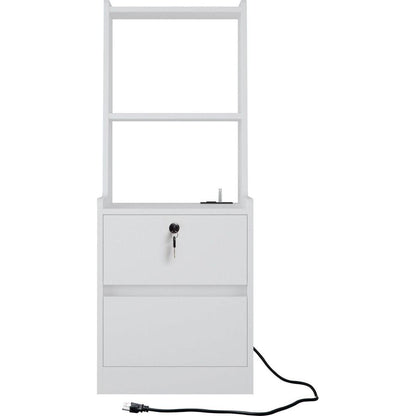 Nightstand with lock and charging station,Storage cabinets with open dividers