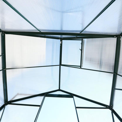 6.3'x4.2'x7' Polycarbonate Greenhouse, Heavy Duty Outdoor Aluminum Walk-in Green House Kit with Rain Gutter, Vent and Door for Backyard Garden, color green