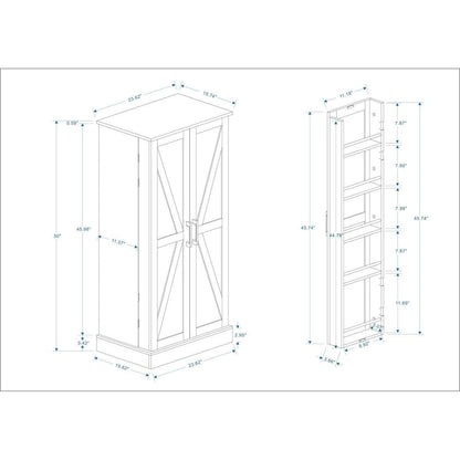 50" LED Kitchen Pantry Cabinet,Freestanding Buffet Cupboards Sideboard with 2 Doors with Racks and Shelves for Kitchen, Living Room and Dining Room-White
