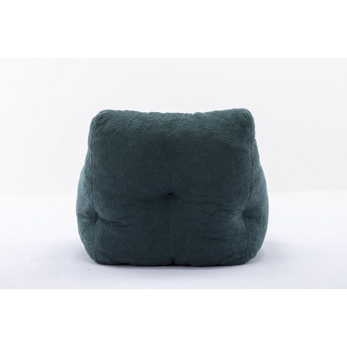 Soft Tufted Foam Bean Bag Chair With Teddy Fabric Green