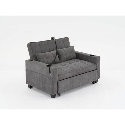 Futon Chair Bed Convertible Chair 3-in-1 Pull Out Sleeper Chair Beds with USB Ports,Wear-resistant and Anti-scratch, Armchair Bed Sleeper for Living Room (Dark Grey Tech cloth)