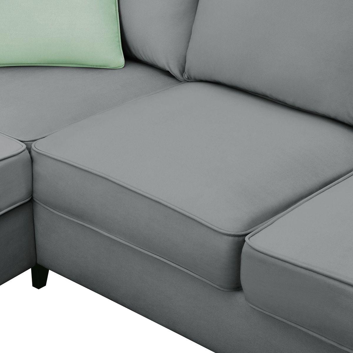 112x87" Sectional Sofa Couches Living Room Sets, 7 Seats Modular Sectional Sofa with Ottoman, L Shape Fabric Sofa Corner Couch Set with 3 Pillows, Grey(New of GS008210AAG)