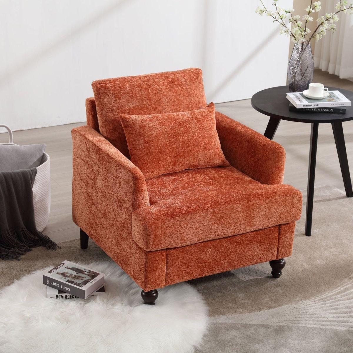 Wood Frame Armchair, Modern Accent Chair Lounge Chair for Living Room