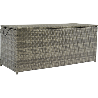Outdoor Storage Box, 113 Gallon Wicker Patio Deck Boxes with Lid, Outdoor Cushion Storage for Kids Toys, Pillows, Towel Grey Wicker