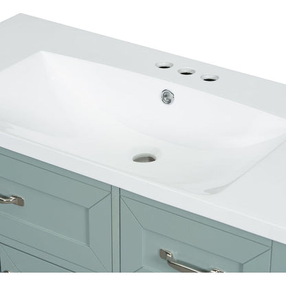 36" Bathroom Vanity with Sink Combo, Green Bathroom Cabinet with Drawers, Solid Frame and MDF Board