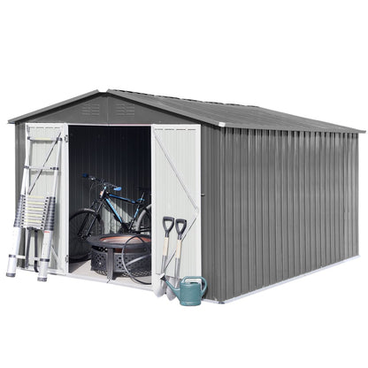 Metal outdoor storage sheds 10ftx12ft , Grey