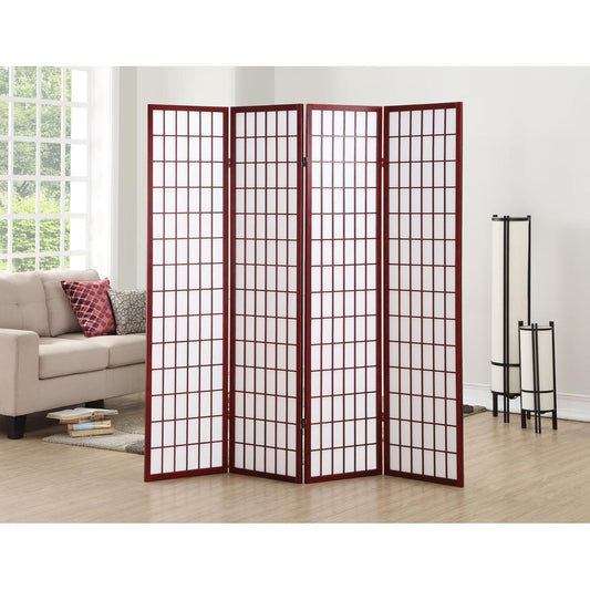 4 Panel Oriental Shoji Screen / Room Divider, Cherry