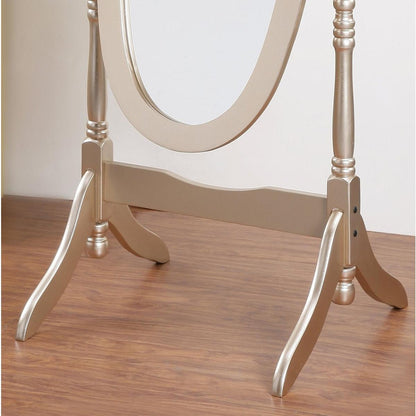 Traditional Queen Anna Style Wood Floor Cheval Mirror, Gold Finish