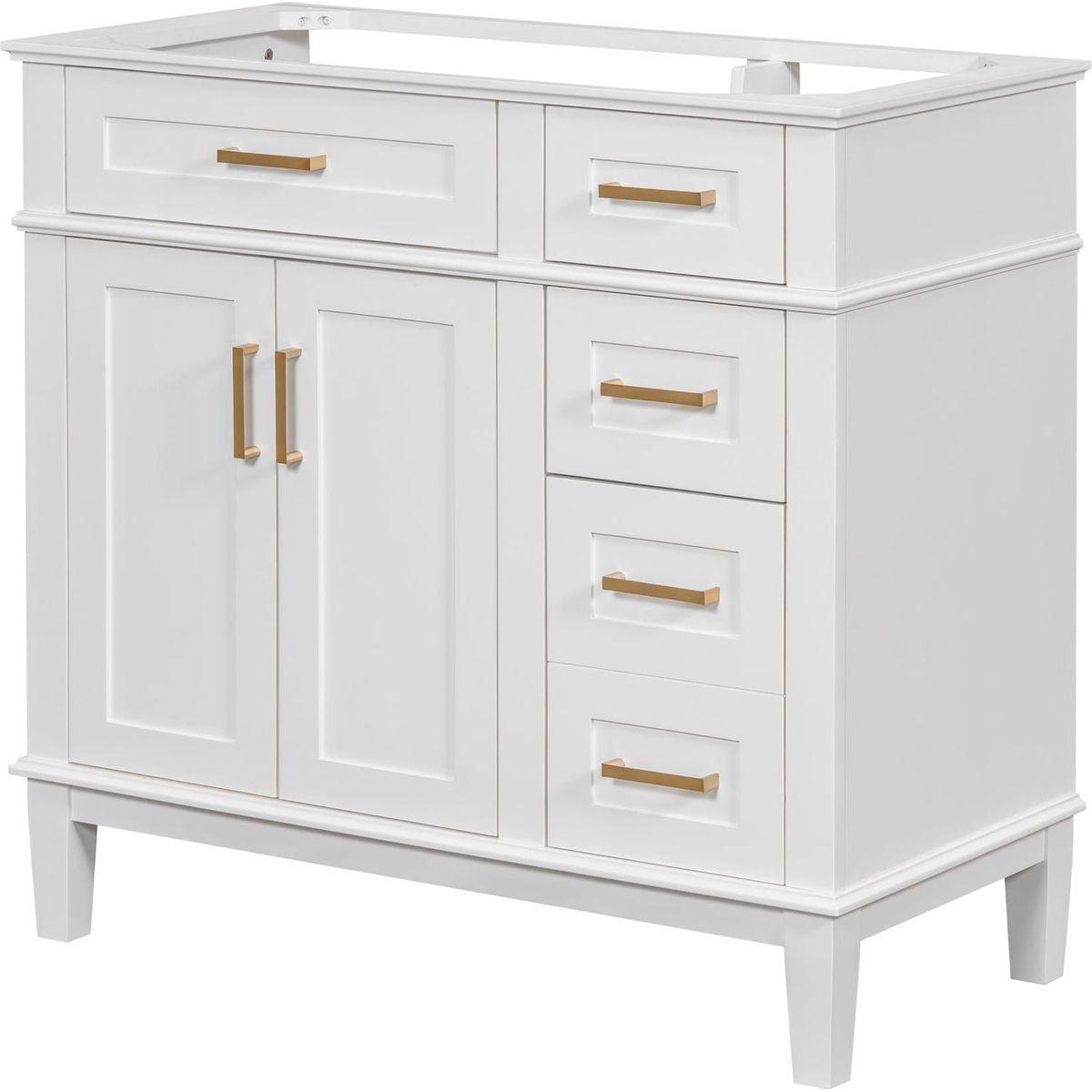 [Cabinet Only] 36" White Modern Bathroom Vanity(Sink not included)