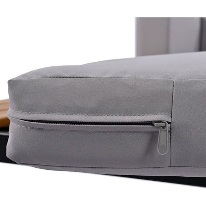 Modern Outdoor Daybed Patio Metal Daybed with Wood Topped Side Spaces for Drinks, 2 in 1 Padded Chaise Lounges for Poolside, Balcony, Deck, Gray