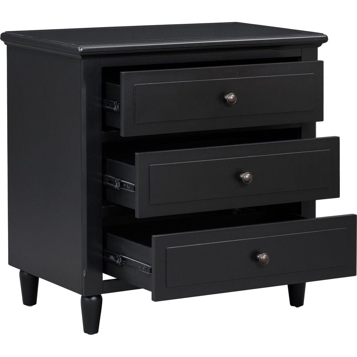 3-Drawer Nightstand Storage Wood Cabinet