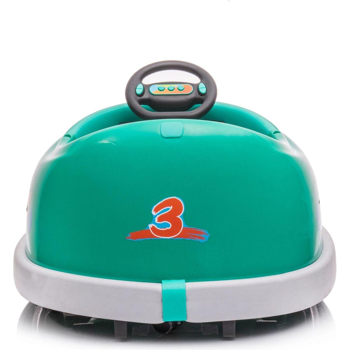 Bumper Car for Kids, 12v Dual Drive 1-6 Years Old Children's Electric Car with Pushrod Dinner Plate USB BT Music Rocking Horse Mode Anti-Collision Bumper Ride on Car