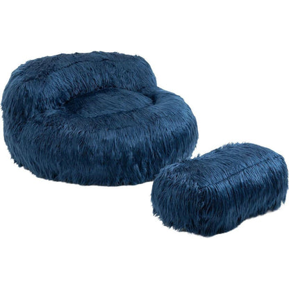 Bean Bag Chair Faux fur Lazy Sofa /Footstool Durable Comfort Lounger High Back Bean Bag Chair Couch for Adults and Kids, Indoor