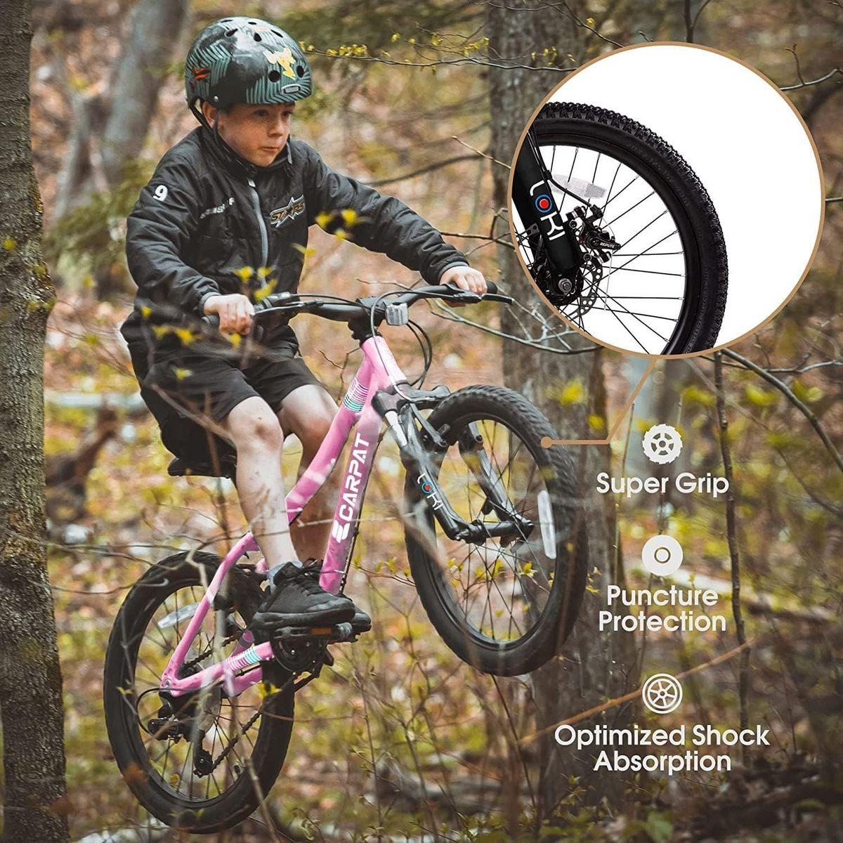 S20101 20 Inch Kids Bike, Boys Girls Mountain Bike Ages 8-12, 7 Speed Teenager Children Kids' Bicycles, Front Suspension Disc U Brake, 14 Inch Height Steel Frame