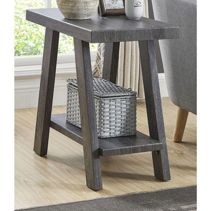 Athens Contemporary Wood Shelf Side Table in Gray Finish