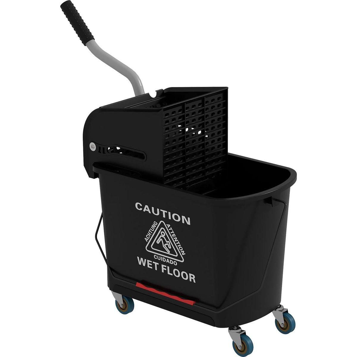 Mop Bucket with Wringer on Wheels for Floor Cleaning, 21 Quart, Separate Dirty and Clean Water, Black - Streamdale Furniture