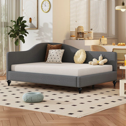 Full Size L-Shaped Linen Daybed, with Solid Wood Legs, Gray(OLD SKU: SF000146AAE)