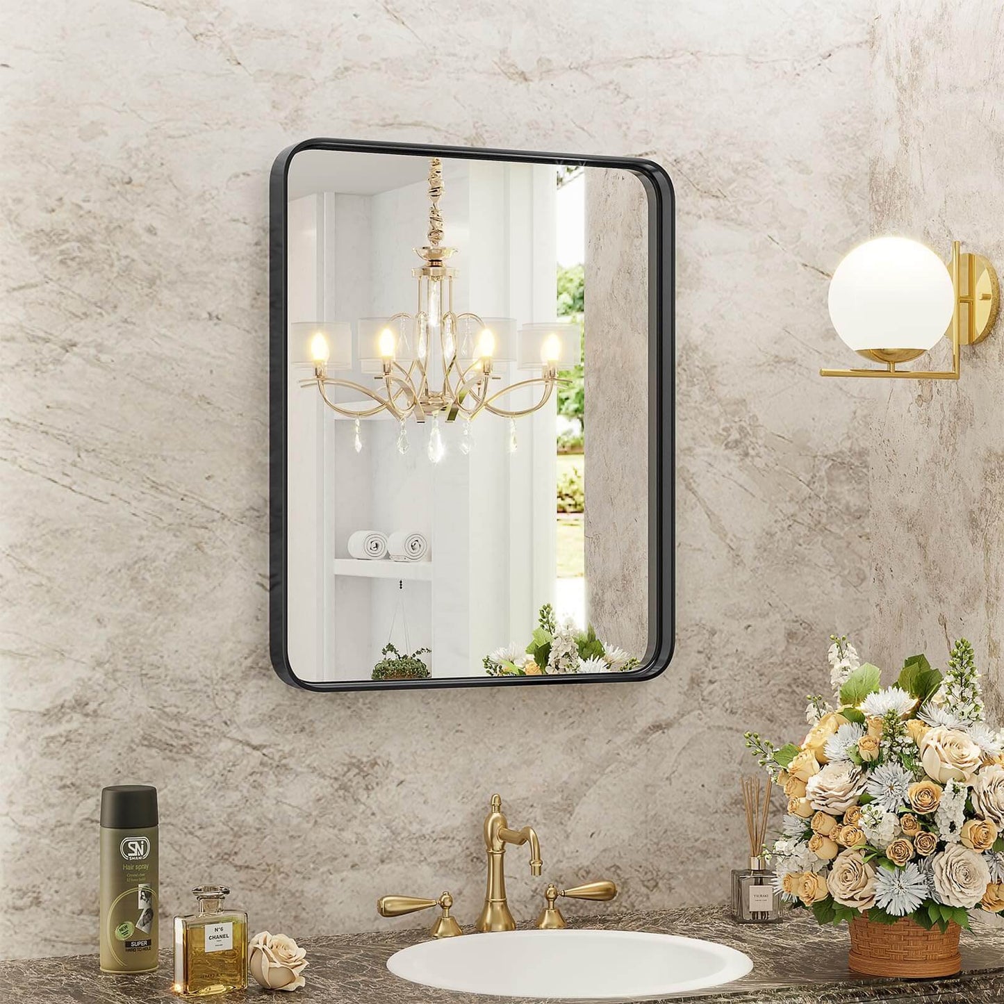 Bathroom Mirror Vanity Mirror for Wall,Aluminum Alloy Framed Wall Mirror Farmhouse,36"x24"