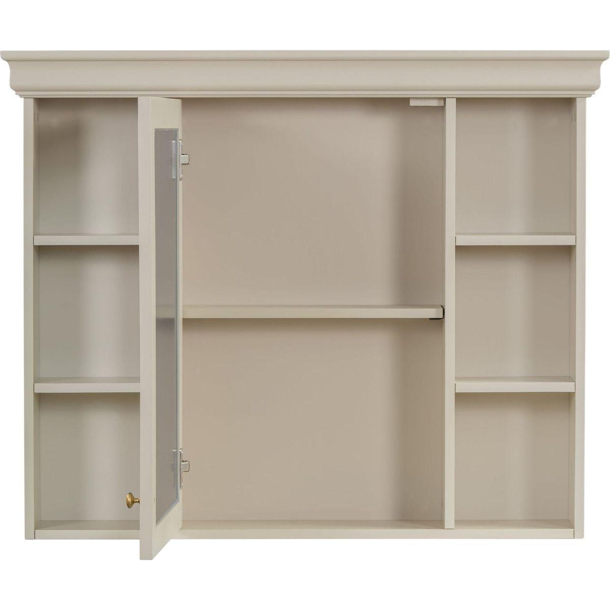 35" x 28" Blue Wall Mounted Bathroom Storage Cabinet with Mirror Door, Modern Bathroom Wall Cabinet with Mirror, Medicine Cabinet with 6 Open Shelves