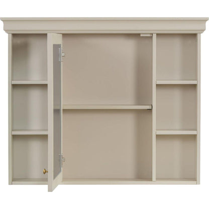 35" x 28" Blue Wall Mounted Bathroom Storage Cabinet with Mirror Door, Modern Bathroom Wall Cabinet with Mirror, Medicine Cabinet with 6 Open Shelves