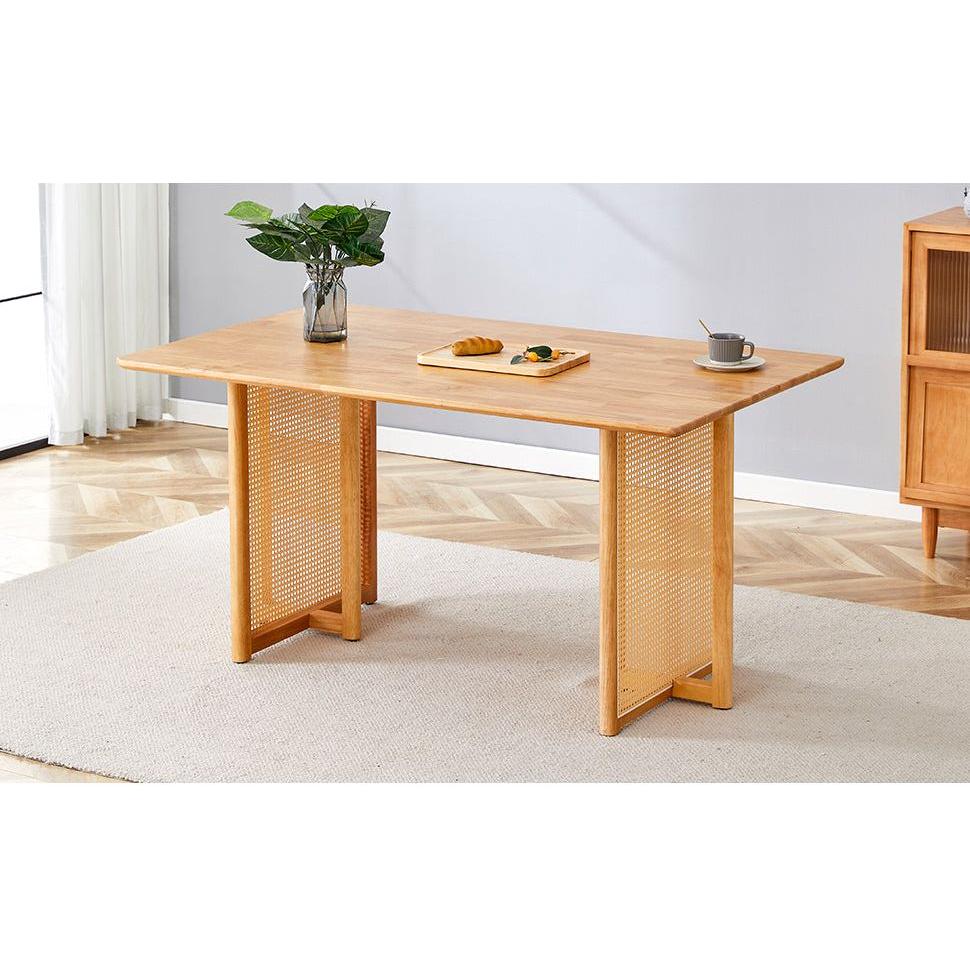 Chinese country retro solid wood dining table, simple modern imitation rattan dining table, wooden dining table, desk. Suitable for dining room, living room, office