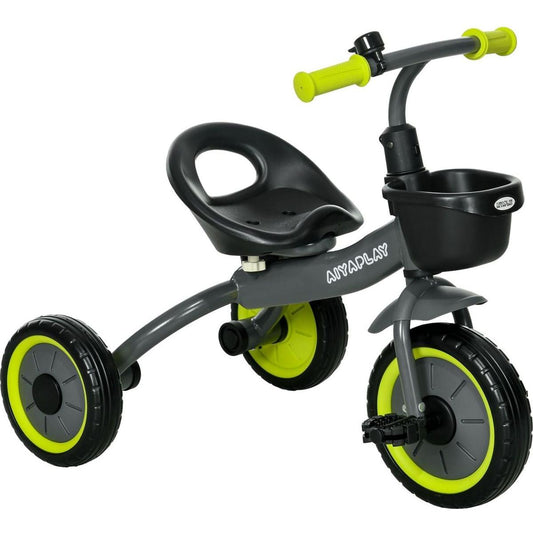 Qaba Kids Tricycle for Toddlers Age 2-5 with Adjustable Seat, Toddler Bike for Children with Basket, Bell, Handlebar Grips, Yellow