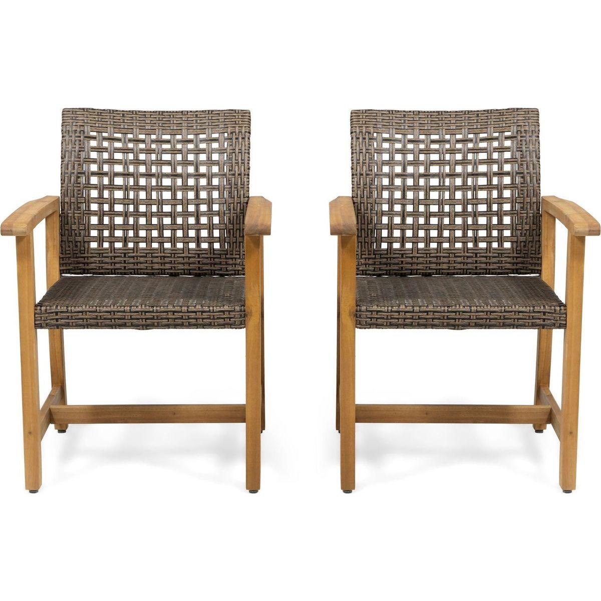 HAMPTON WOOD AND WICKER DINING CHAIR(SET OF 2 )