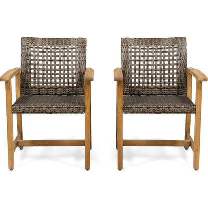 HAMPTON WOOD AND WICKER DINING CHAIR(SET OF 2 )