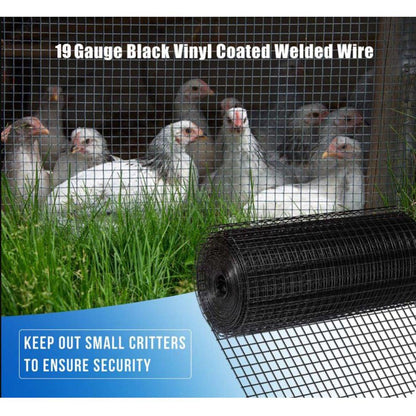 36 inchx50 ft Black Vinyl Coated Hardware Cloth 19 Gauge 1/4 inch Black PVC Hardware Cloth, Black Welded Wire Fence Supports Poultry-Netting Cage-Home Improvement and Chicken Coop - Streamdale Furniture