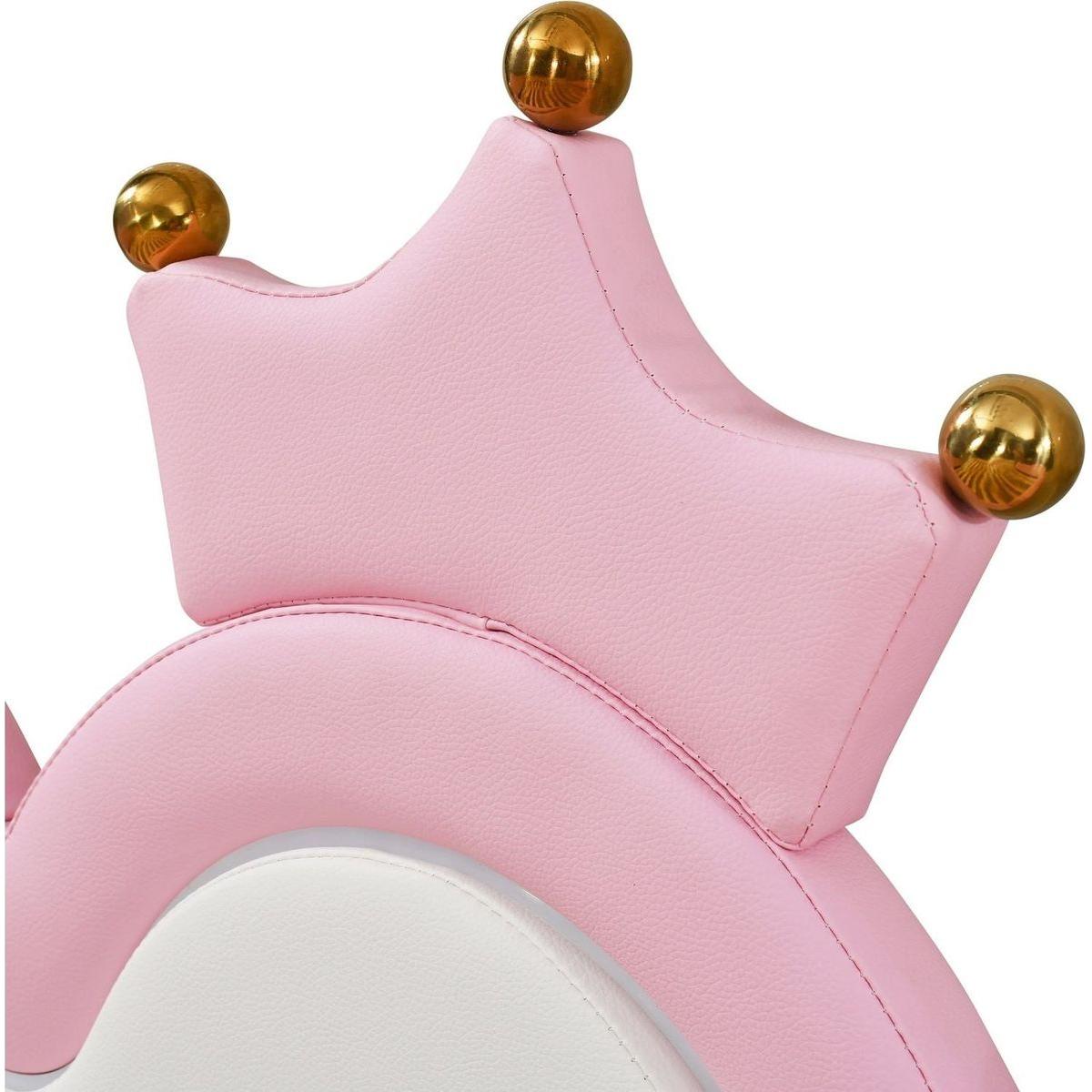 Twin Extending Daybed with LED Lights, Modern Upholstered Princess Daybed With Crown Headboard,Pink