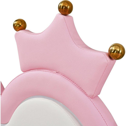 Twin Extending Daybed with LED Lights, Modern Upholstered Princess Daybed With Crown Headboard,Pink