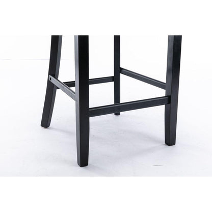 Contemporary Velvet Upholstered Barstools with Button Tufted Decoration and Wooden Legs, and Chrome Nailhead Trim, Leisure Style Bar Chairs,Bar stools, Set of 2 (Gray)