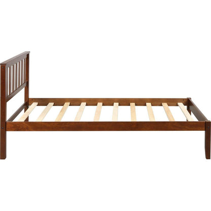 Wood Platform Bed with Headboard/Wood Slat Support Twin (Walnut)