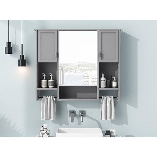 35" x 28" Modern Wall Mounted Bathroom Storage Cabinet, Bathroom Wall Cabinet with Mirror, Medicine Cabinet with Towels Bar