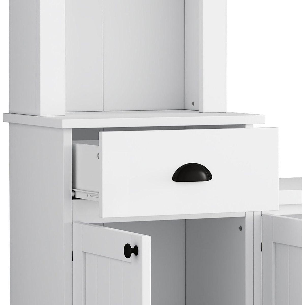 Minimalist Entertainment Wall Unit Set with Bridge for TVs Up to 75", Ample Storage Space TV Stand with Adjustable Shelves, Modernist Large Media Console for Living Room, White