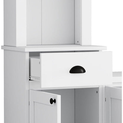 Minimalist Entertainment Wall Unit Set with Bridge for TVs Up to 75", Ample Storage Space TV Stand with Adjustable Shelves, Modernist Large Media Console for Living Room, White