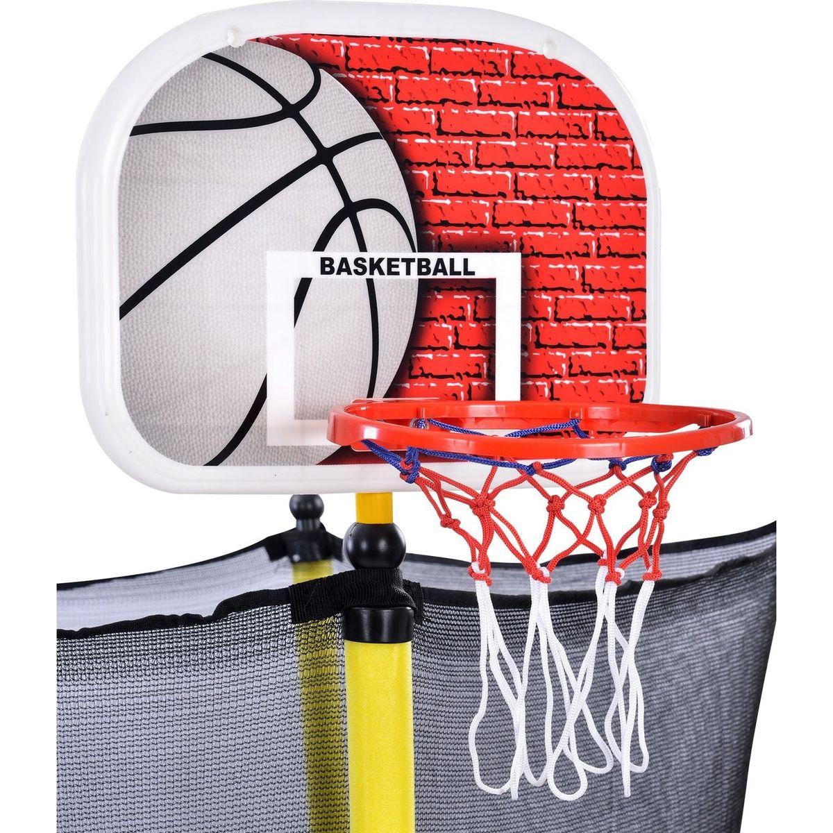 5.5FT Trampoline for Kids - 65" Outdoor & Indoor Mini Toddler Trampoline with Enclosure, Basketball Hoop and Ball Included