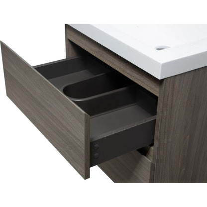 24" Floating Bathroom Vanity with Sink, Modern Wall-Mounted Bathroom Storage Vanity Cabinet with Resin Top Basin and Soft Close Drawers, Ash Grey