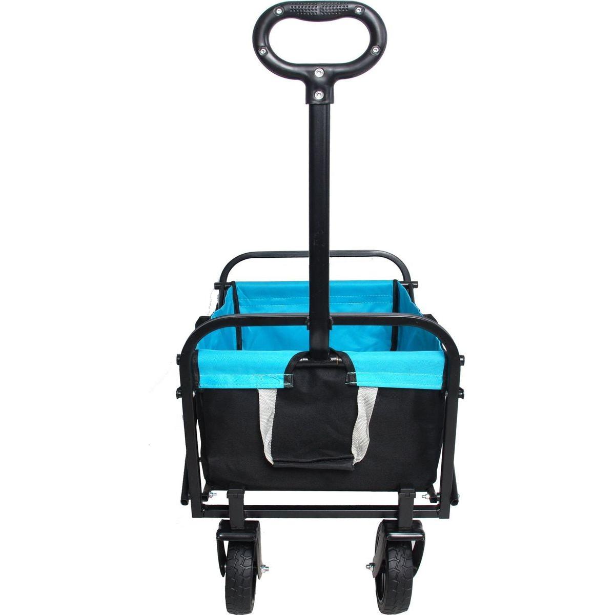 Folding Wagon Garden Shopping Beach Cart (black+blue)