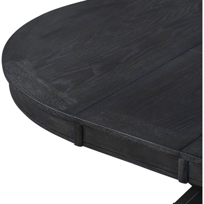 Retro Functional Extendable Dining Table with a 12" Leaf for Dining Room and Living Room (Espresso)